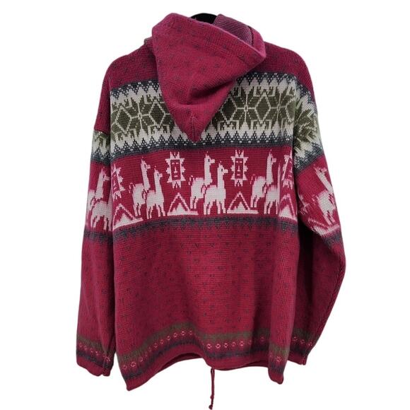 Tejidos Ruminahui Jacket Pink Grey White Lama Large - Picture 2 of 7